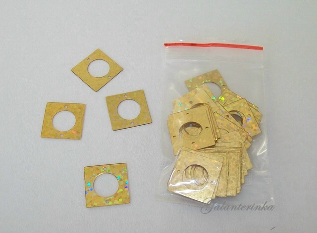 Flitry zlaté čtverec 15 x 15 mm